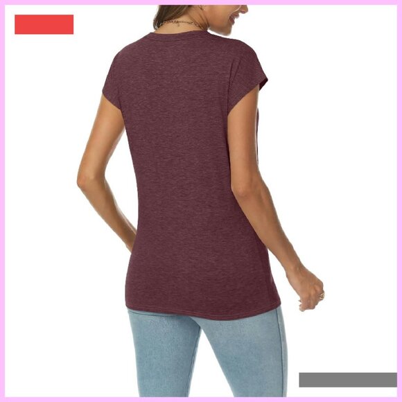 V-Neck Blouse Women's Work Casual Tee Boho Fashion Top - Picture 4 of 4